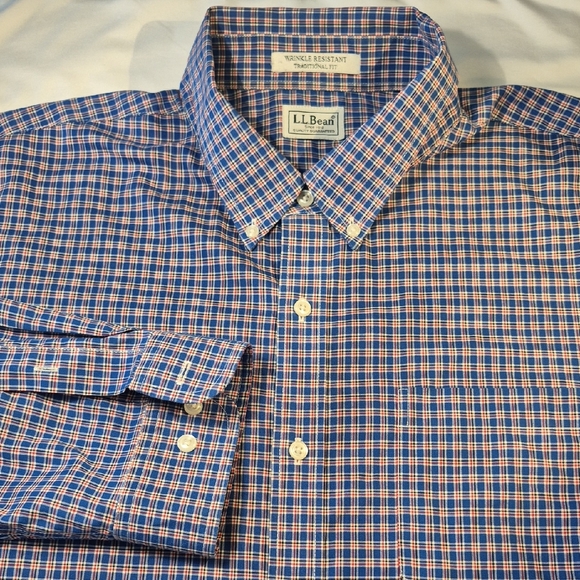 L.L. Bean Other - L.L. Bean Long Sleeve Button Down Men's Blue and Red Checkered Dress Shirt